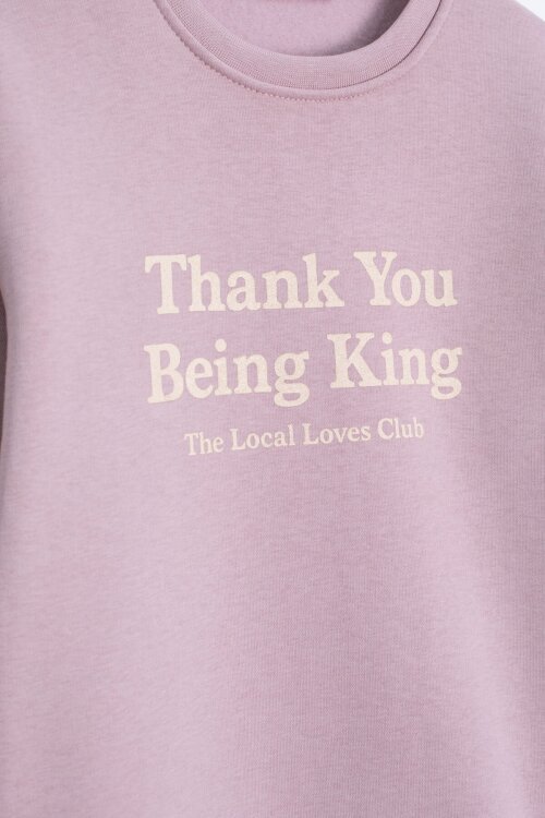 Gül Kurusu Yazı Baskılı Bisiklet Yaka Kız Çocuk Şardonlu Sweatshirt 23259