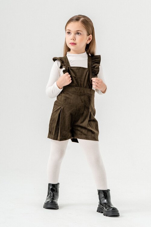Haki Kız Çocuk Kadife Fitilli Salopet 22689