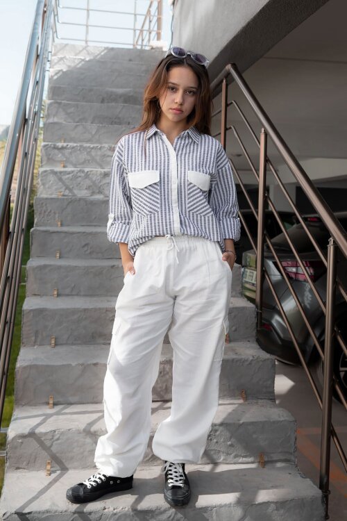 İndigo Kız Çocuk Kargo Cepli 2li Takım 20505