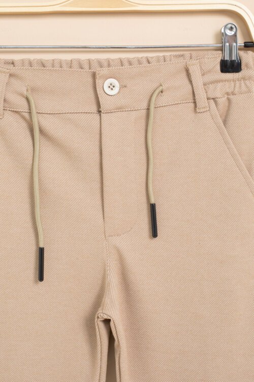 Kahve Erkek Çocuk Duble Paça Beli Lastikli Basic Kumaş Pantolon 21423