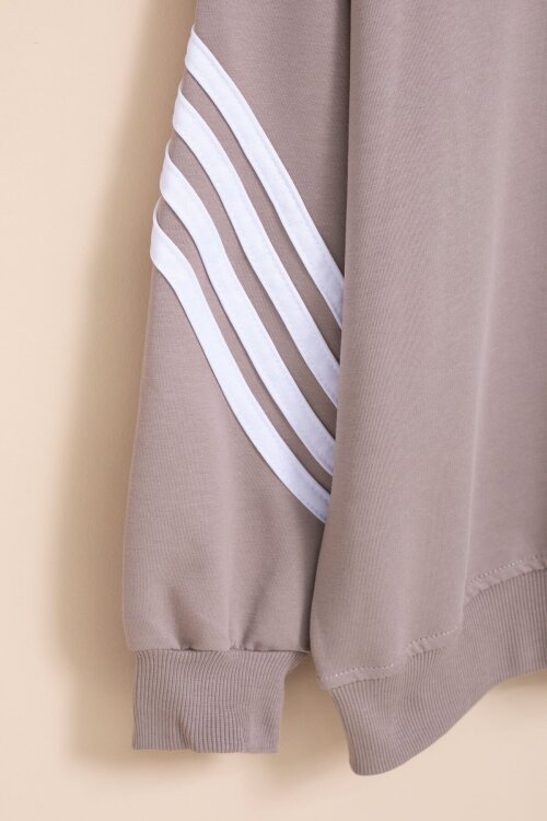 Kahve Erkek Çocuk Keep Going Yazılı Şeritli Erkek Çocuk Kapüşonlu Eşofman Takımı 23419