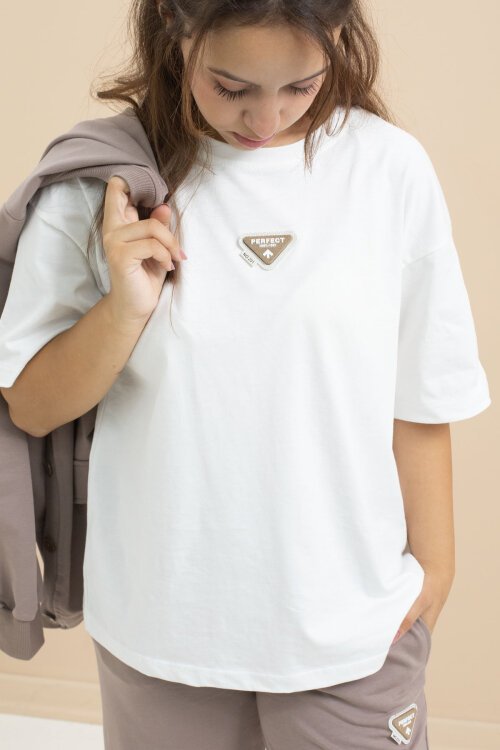 Kahverengi Logo Detaylı Düğmeli Hırkalı kız Çocuk Yırtmaçlı 3lü Atl-Üst Takım 21376