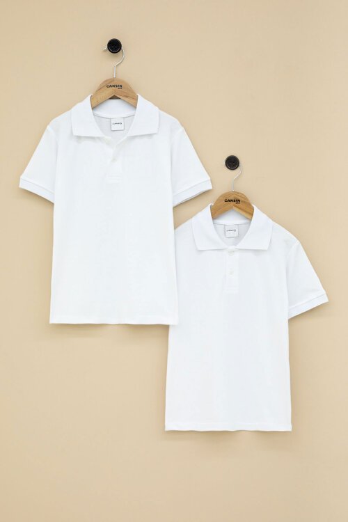 Kız Çocuk Polo Yaka Kısa Kollu 2li Okul Tişörtü 21413