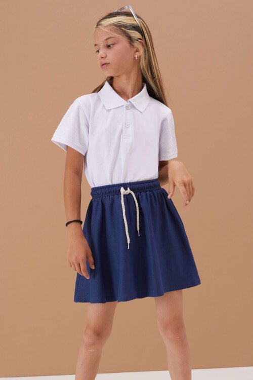 Kız Çocuk Polo Yaka Kısa Kollu Okul Tişörtü 21411