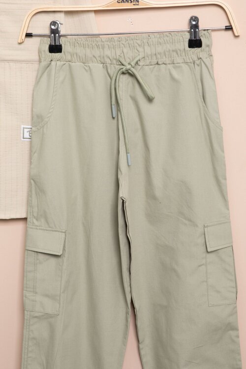 Krem Çizgili Gömlekli Paraşüt Pantolonlu Erkek Çocuk 2li Takım 23262