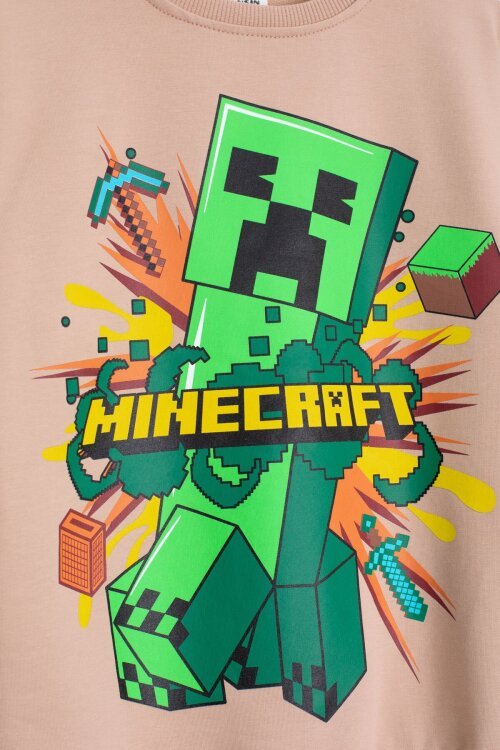 Krem Erkek Çocuk Karakter Baskılı Bisiklet Yaka Eşofman Takımı 23265