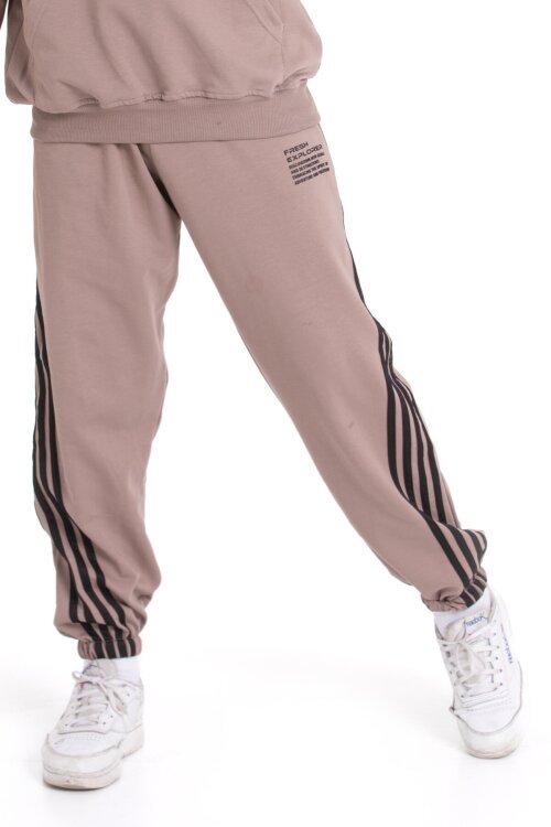 Krem Erkek Çocuk Şerit Detaylı Eşofman Altı 21500