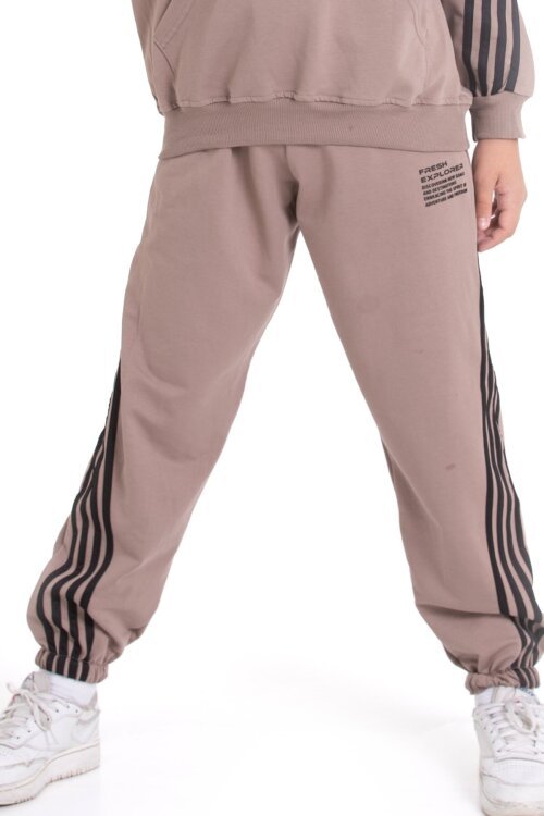 Krem Erkek Çocuk Şerit Detaylı Eşofman Altı 21500