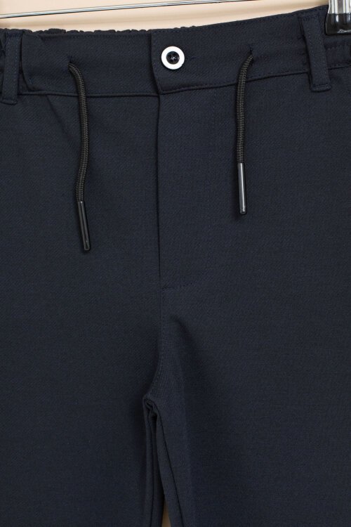 Lacivert Erkek Çocuk Duble Paça Beli Lastikli Basic Kumaş Pantolon 21421