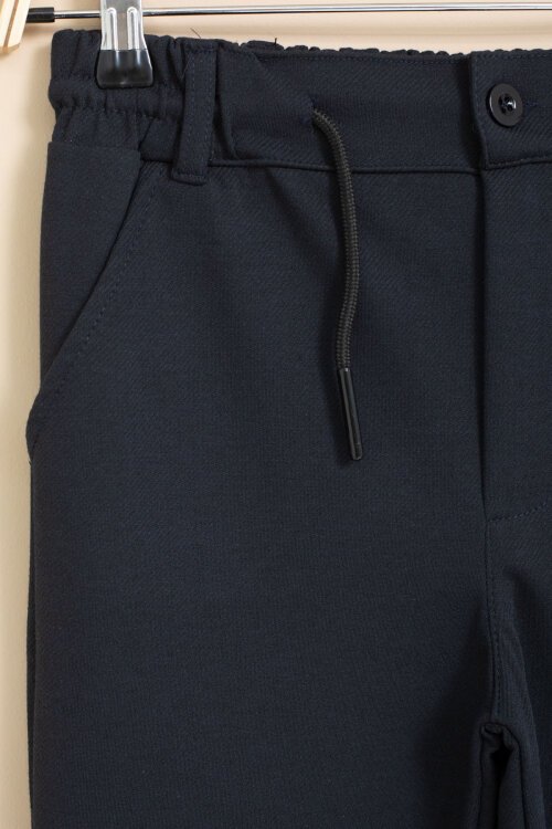 Lacivert Erkek Çocuk Duble Paça Beli Lastikli Basic Kumaş Pantolon 21421