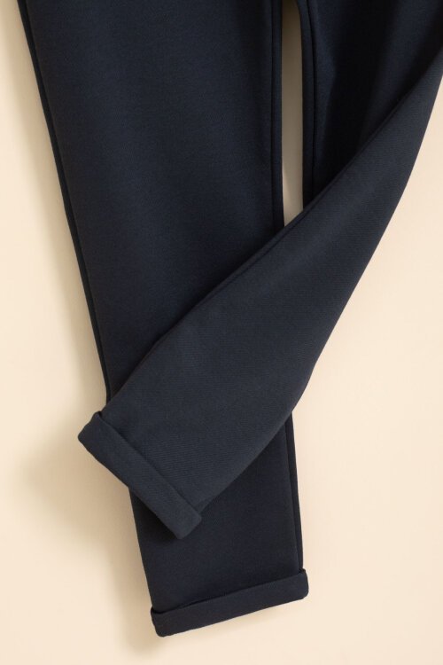 Lacivert Erkek Çocuk Duble Paça Beli Lastikli Basic Kumaş Pantolon 21421