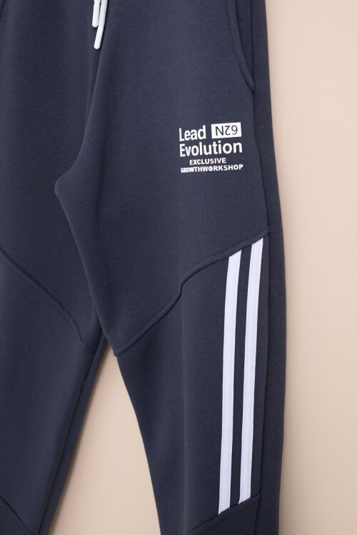 Lacivert Şerit Detaylı Yazı Baskılı Beli Lastikli Erkek Çocuk Eşofman Altı 21461