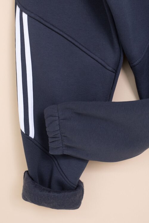 Lacivert Şerit Detaylı Yazı Baskılı Beli Lastikli Erkek Çocuk Eşofman Altı 21461