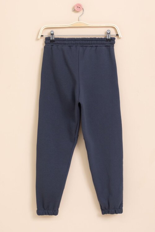 Lacivert Şerit Detaylı Yazı Baskılı Beli Lastikli Erkek Çocuk Eşofman Altı 21461