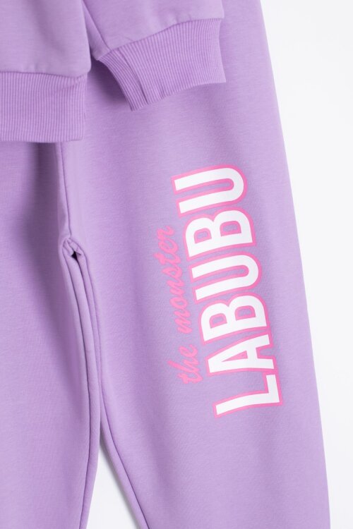 Lila Karakter Baskılı Bisiklet Yaka Kız Eşofman Takımı 23277