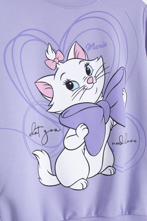 Lila Sevimli Kedi Baskılı Kız Çocuk Eşofman Takımı 22760