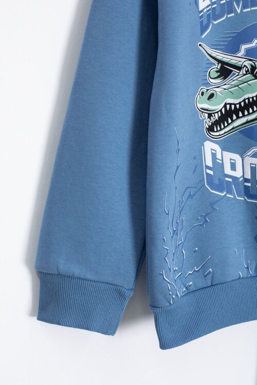 Mavi Erkek Çocuk Yazılı Karakter Baskılı Şardonlu Eşofman Takımı 23288