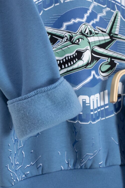 Mavi Erkek Çocuk Yazılı Karakter Baskılı Şardonlu Eşofman Takımı 23288