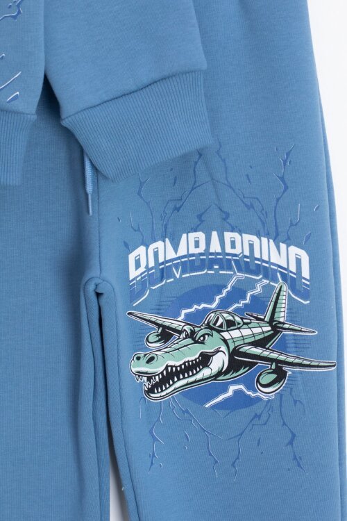 Mavi Erkek Çocuk Yazılı Karakter Baskılı Şardonlu Eşofman Takımı 23288