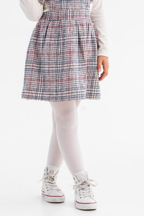 Mavi Kız Çocuk Ekose Desenli Salopet Takım 22681