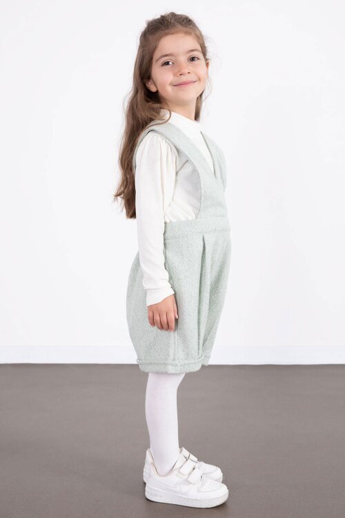Mint Kız Çocuk Melanj Krem Badili Salopet Takım  22694
