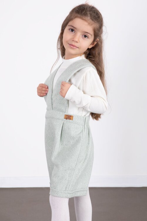 Mint Kız Çocuk Melanj Krem Badili Salopet Takım  22694