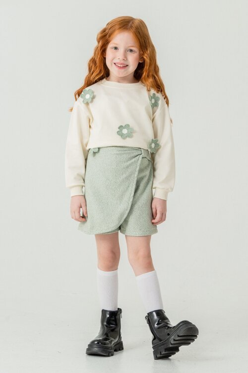 Mint Kız Çocuk Papatya İşlemeli 2li Takım 21531