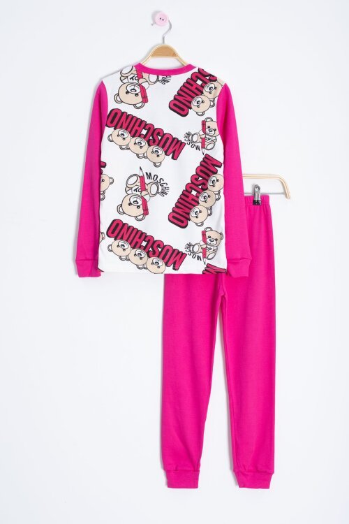 Pembe Ayıcık Baskılı Kız Çocuk Pijama Takımı 22769