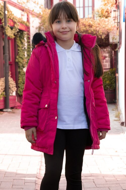 Pembe Kapaklı Cepli İçi Kürklü Çıkarılabilir Kapüşonlu Kız Çocuk Şişme Mont 21483