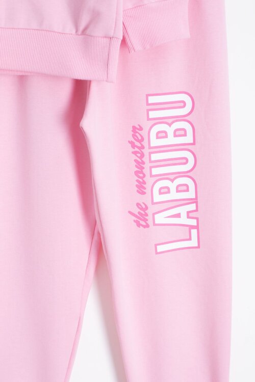 Pembe Karakter Baskılı Bisiklet Yaka Kız Eşofman Takımı 23275