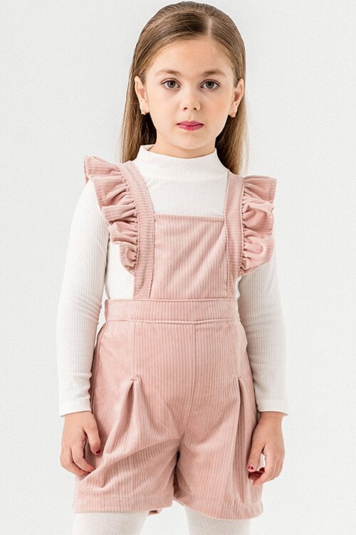 Pembe Kız Çocuk Kadife Fitilli Salopet 22688