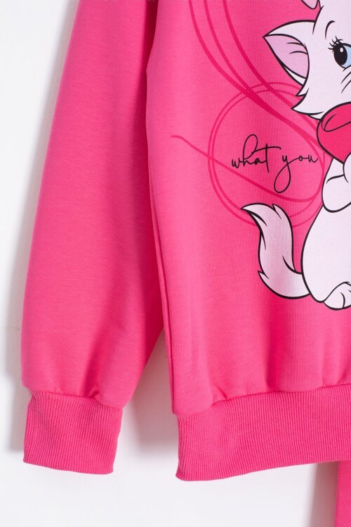 Pembe Sevimli Kedi Baskılı Kız Çocuk Eşofman Takımı 22759