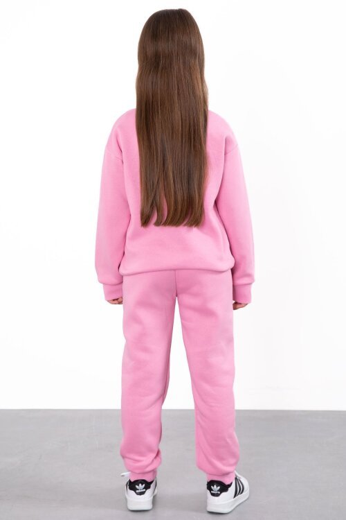 Pembe Sevimli Simli Karakter Baskı Şardonlu Kız Çocuk Eşofman Takım 23294