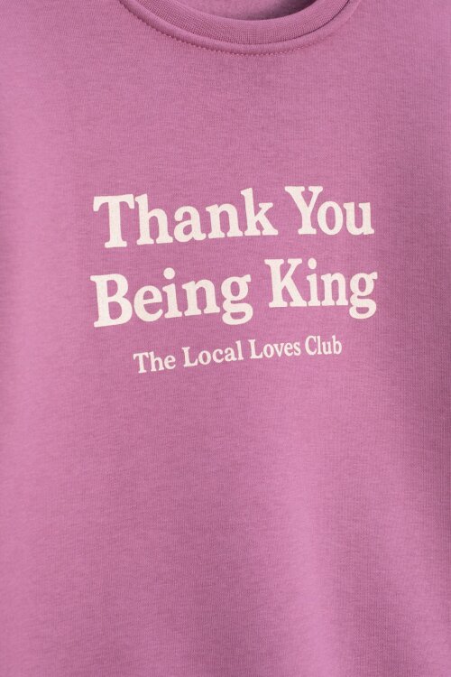 Pembe Yazı Baskılı Bisiklet Yaka Kız Çocuk Şardonlu Sweatshirt 23256