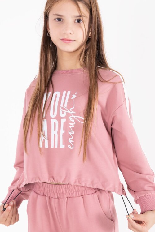 Pembe Yazı Baskılı Kargo Cep Detaylı Kız Çocuk Takım 22776