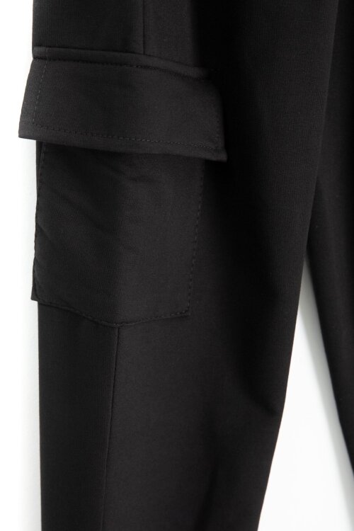 Siyah Beli Lastikli Basic Kargo Cepli Erkek Çocuk Okul Eşofman Altı 19126