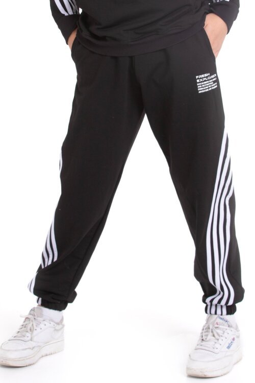 Siyah Erkek Çocuk Şerit Detaylı Eşofman Altı 21499