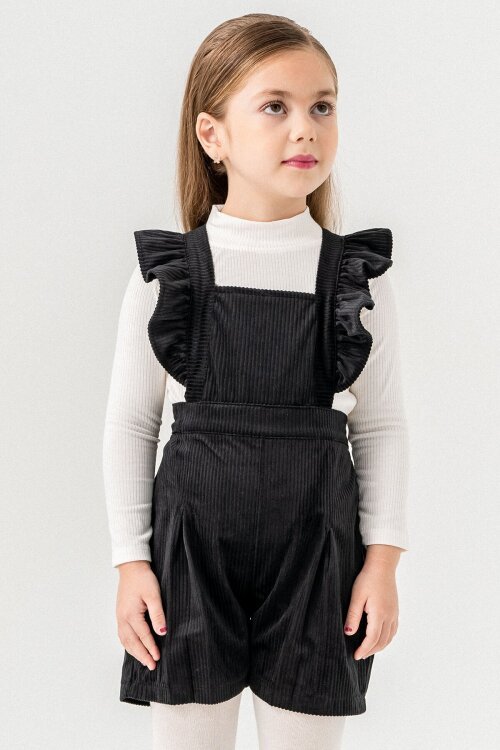 Siyah Kız Çocuk Kadife Fitilli Salopet 22687