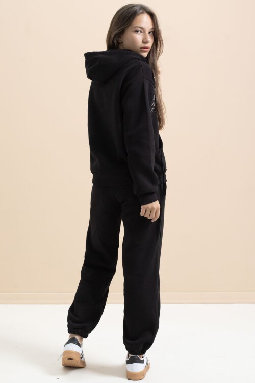 Siyah Kız Çocuk Şardonlu Boncuk İşlemeli 2li Takım 21414