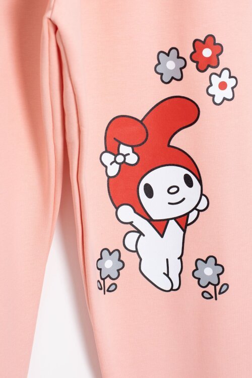 Somon Kız Çocuk Kiraz Karakter Baskılı Bisiklet Yaka Eşofman Takımı 23272