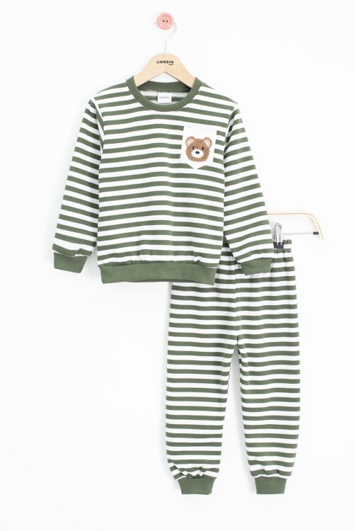 Yeşil Erkek Çocuk Şardonlu Ayıcık Nakışlı 2li Takım 22700