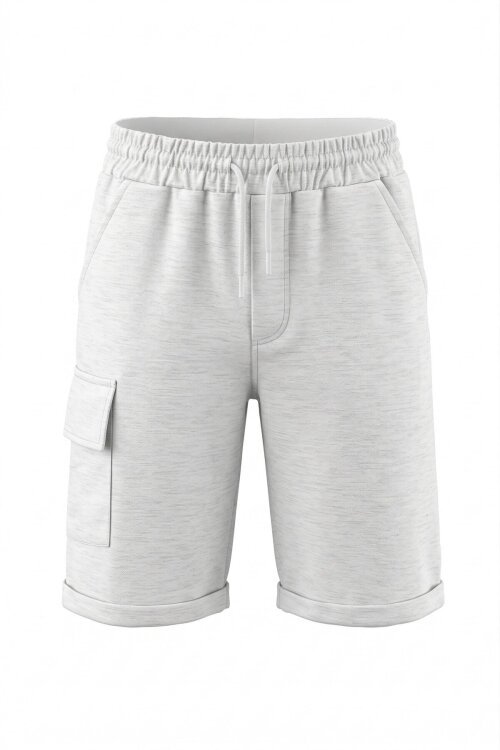 Açık Gri Tek Kargo Cepli Erkek Çocuk Düz Şort 21119