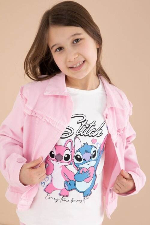 Açık Pembe Sevimli Karakter Baskılı Ceketli ve Pantolonlu 3lü Kız Çocuk Takım 23588