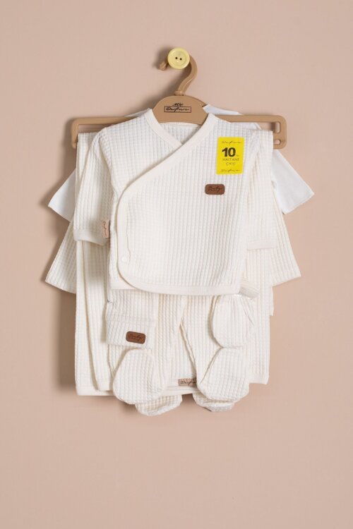 Bej Petekli 10lu Bebek Hastane Çıkışı Seti Unisex 23331