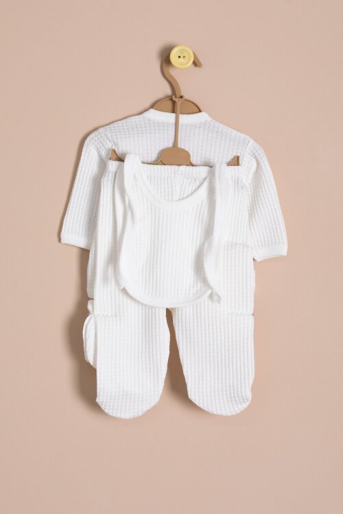 Ekru Petekli 10lu Bebek Hastane Çıkışı Seti Unisex 23329