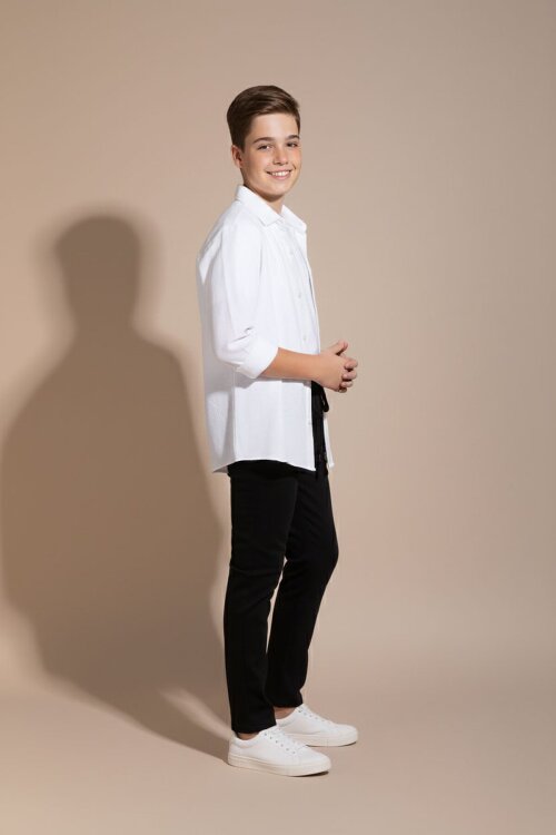 Ekru Erkek Çocuk Gömlek Pantolonlu 2li Takım 20433