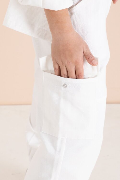 Ekru Kargo Cepli Jean Ceketli ve Pantolonlu Erkek Çocuk Tişörtlü 3lü Takım  23538