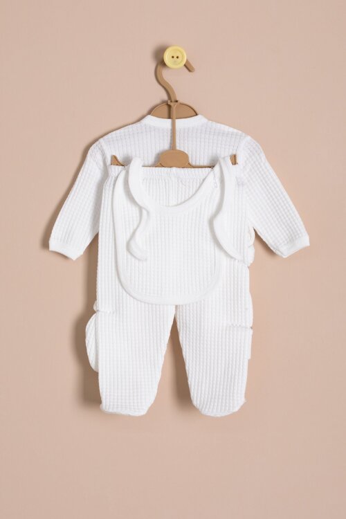 Ekru Petekli  7li Bebek Hastane Çıkışı Seti Unisex 23334