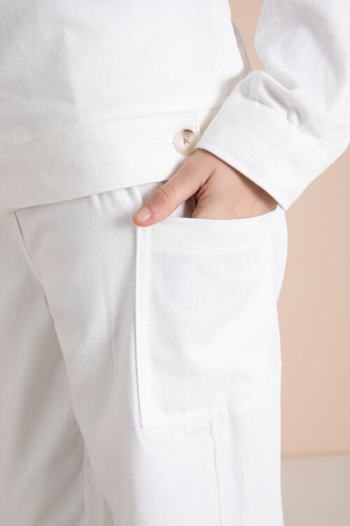 Ekru Yazı Detaylı Gömlekli Kız Çocuk Pantolonlu Gabardin Takım 23566