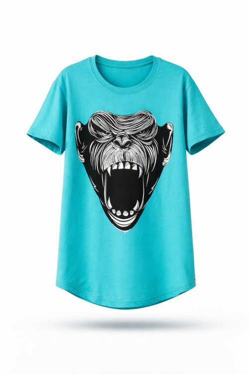Erkek Çocuk Mint Goril Baskı 8-13 Yaş T-Shirt 1300-5
